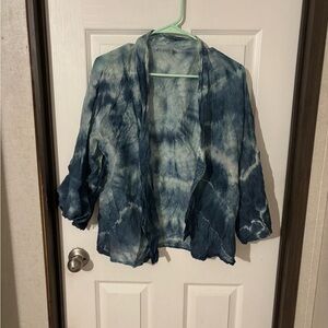 Chic Blue Tie-Dye Cardigan